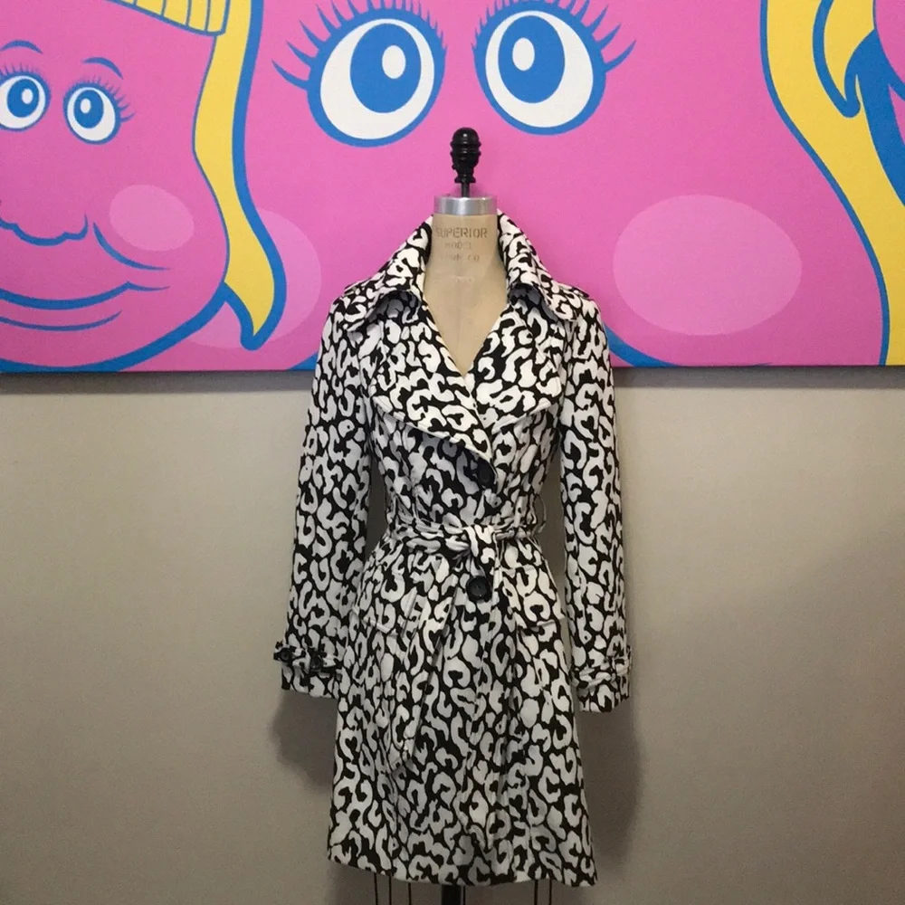 Alberto Makalai Zebra Animal Print Trench coat